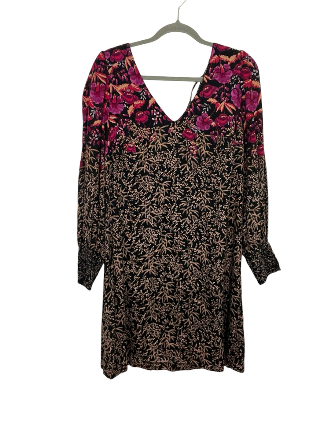 Anthropologie Size 10 Black Floral Pre-Owned Dress- Ladies