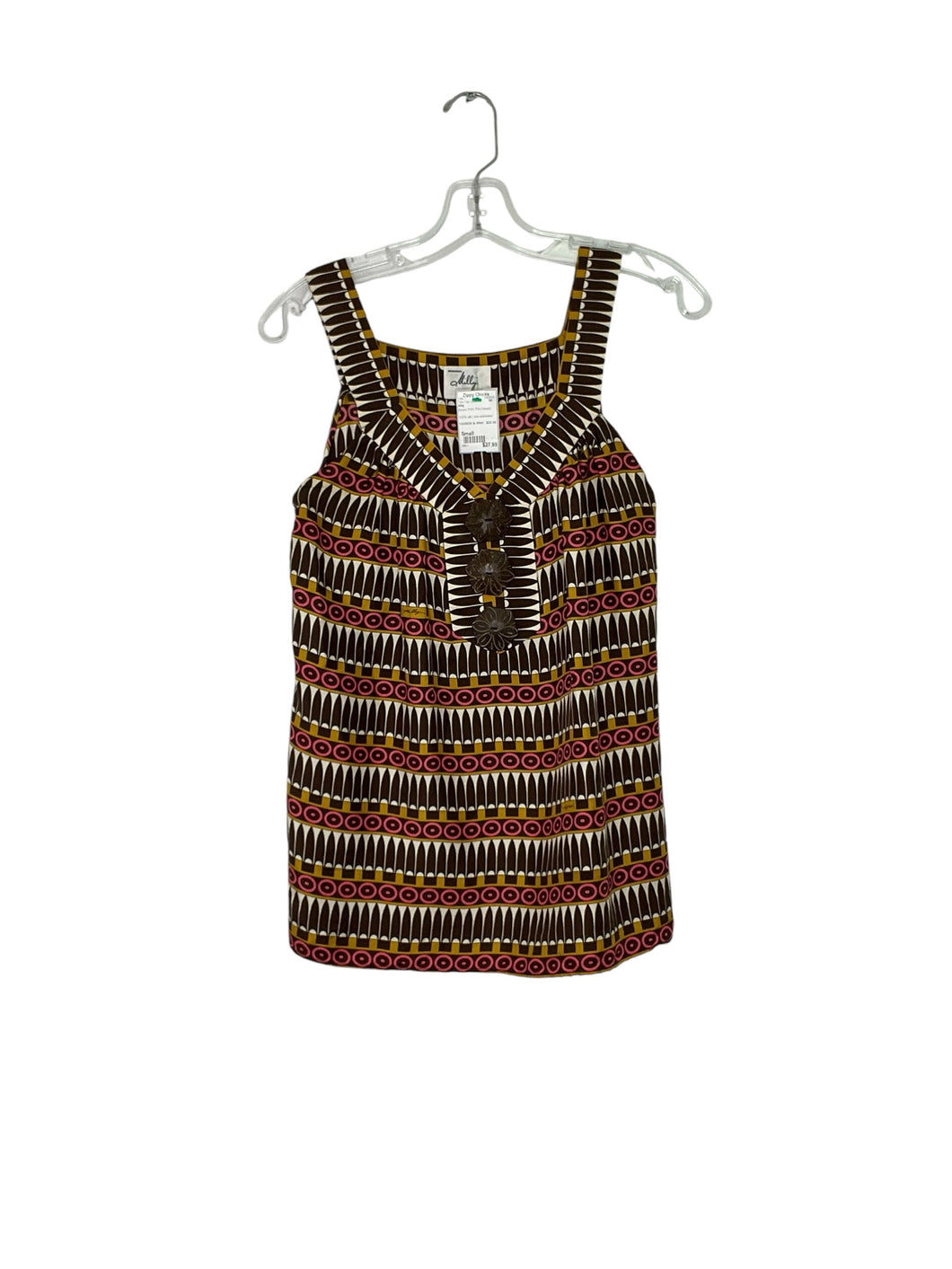 Milly Size Small Brown Print Pre-Owned Tank Top- Ladies