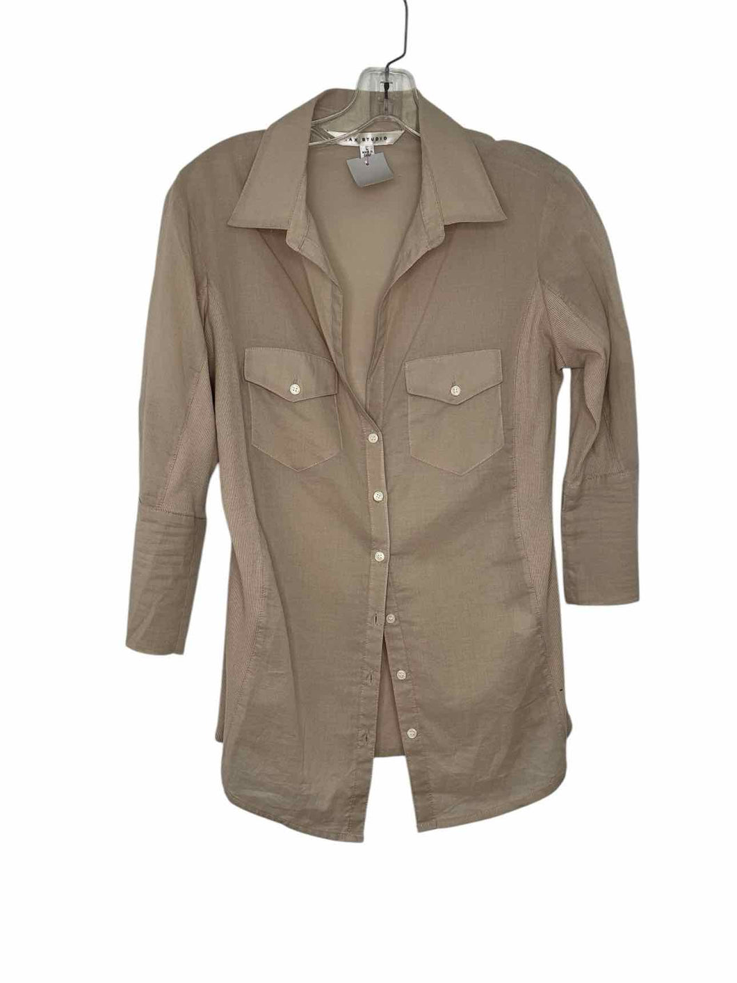 Max Studio Size Large Beige Pre-Owned Shirt- Ladies