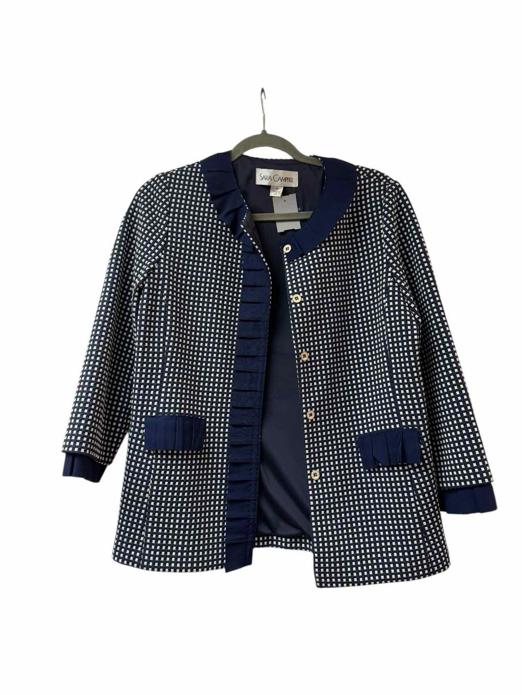 Sara Campbell Size Medium Navy Check Pre-Owned Blazer/Indoor Jacket- Ladies