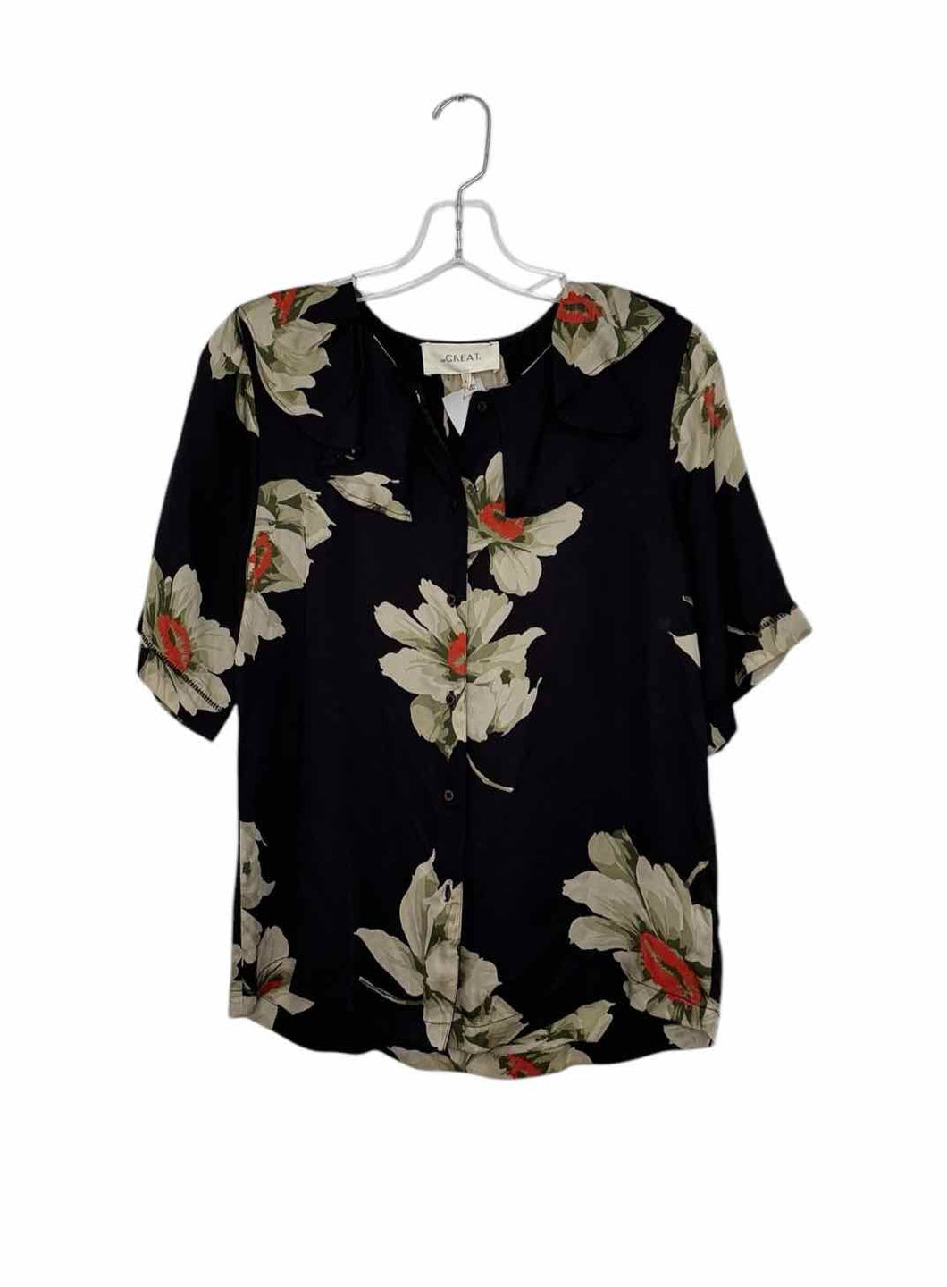 The Great Size 0 Black Floral Pre-Owned Shirt- Ladies