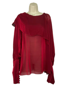 Chanel Size 14 Red Pre-Owned Blouse- Ladies