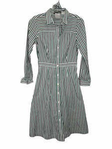 J Crew Size 2 Green Stripe Pre-Owned Dress- Ladies