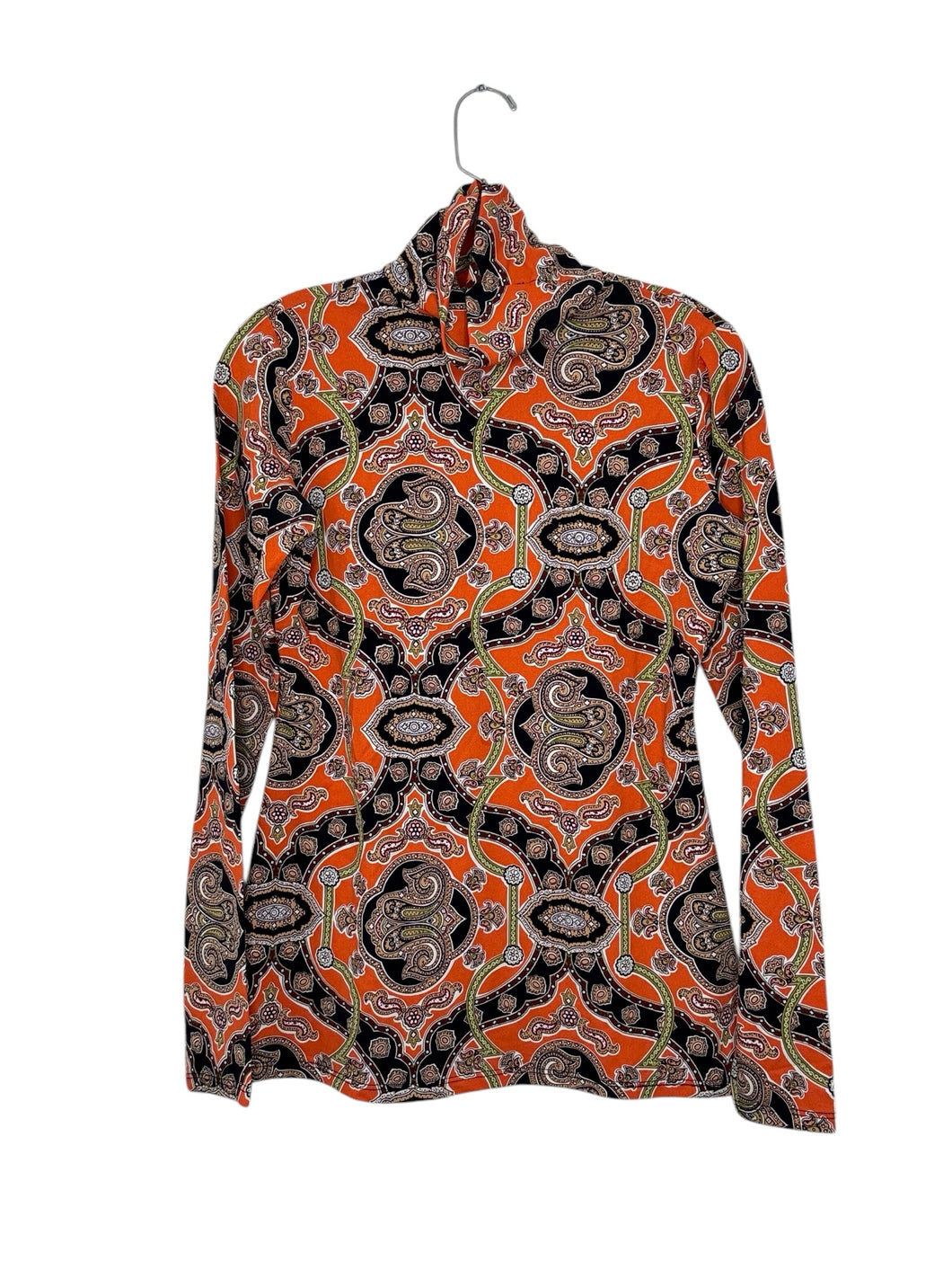 Jude Connally Size Small Orange Print Pre-Owned Top- Ladies