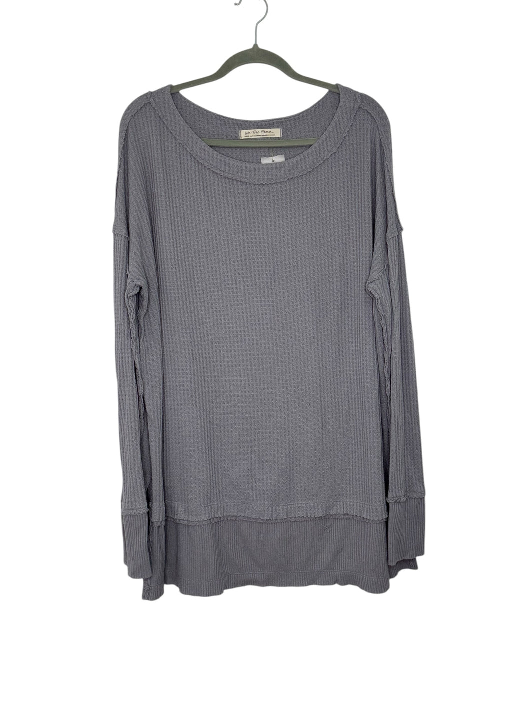 Free People Size Large Grey Pre-Owned Top- Ladies