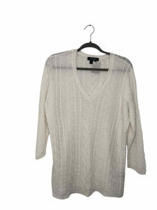 Lauren Ralph Lauren Size 1X White Pre-Owned Sweater- Ladies